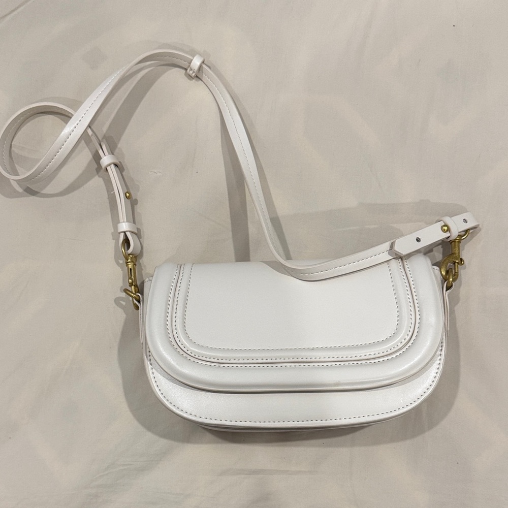 Zara White Leather Shoulder Bag